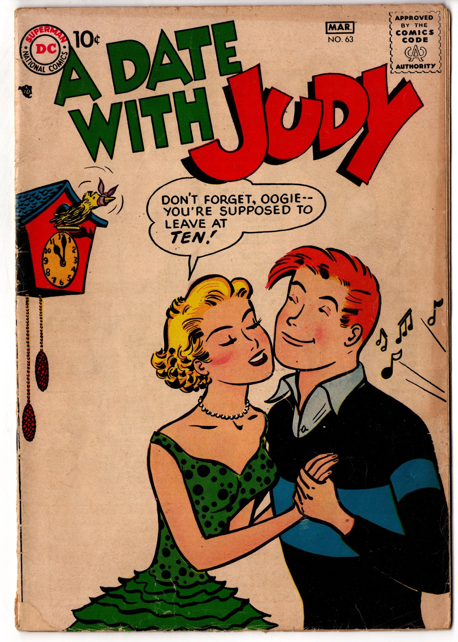 A Date with Judy #63 (DC, 1958): A Date with Judy #63 published by DC Comics in 1958. Please review all photos carefully to determine the condition, completeness, page quality, and any defects. The images shown are of the exact