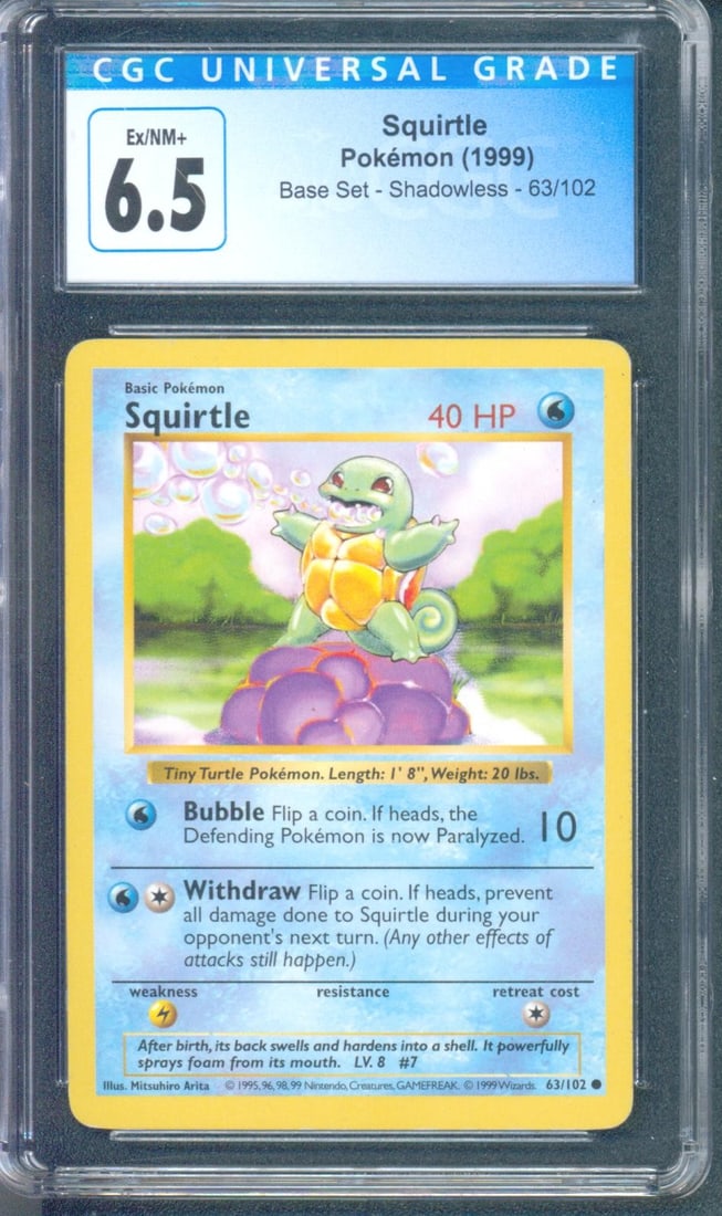 Squirtle #63 (Base Set Shadowless, 1999) CGC 6.5 (1 of 1)