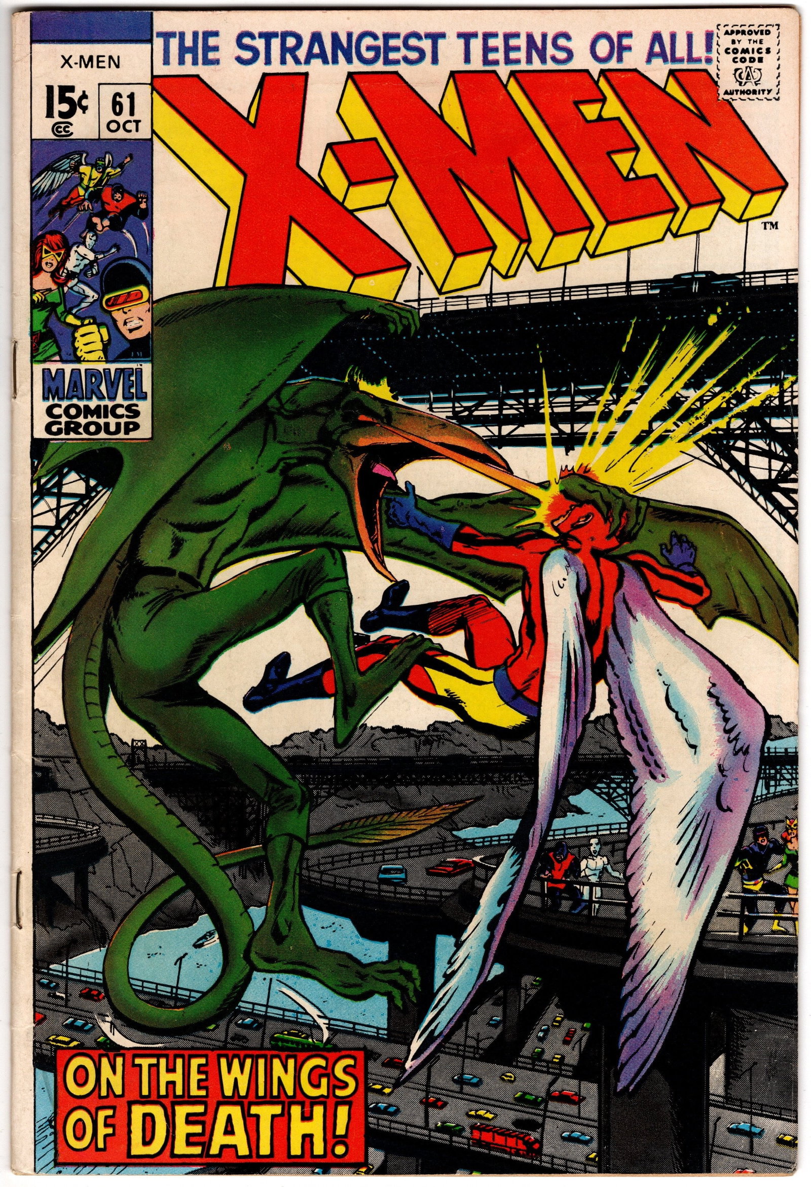 X-Men #61 (Marvel, 1969) F to VF: Published in October 1969, X-Men #61 features the X-Men battling Sauron in one of the classic Silver Age storylines that helped establish the character as a memorable foe. Written by Roy Thomas with