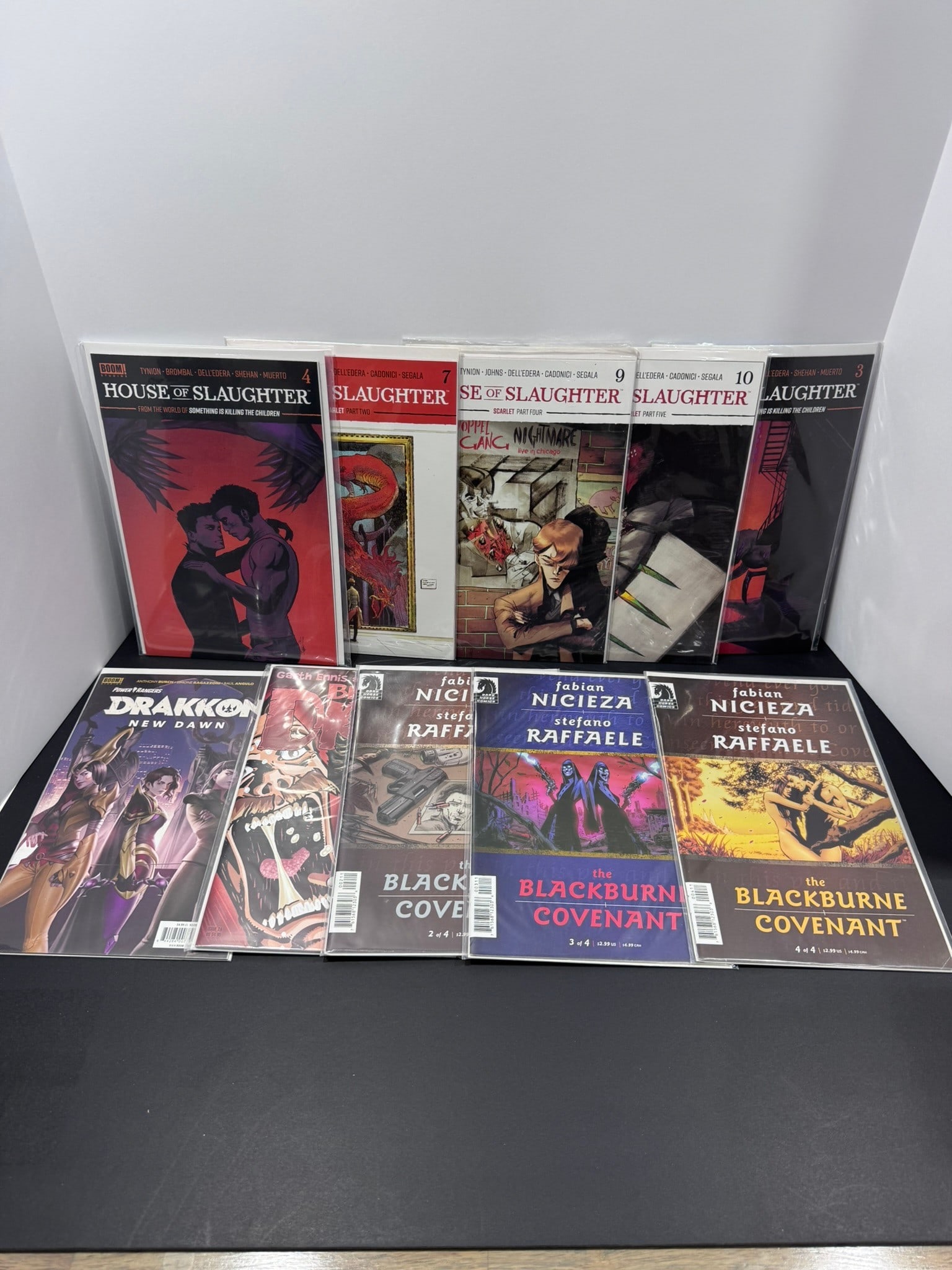 House of Slaughter, Drakkon & Indie Horror Comic Lot (10 Books): Modern horror and independent comic lot featuring ten books from BOOM! Studios, Dark Horse, and other publishers. Highlights include multiple issues of House of Slaughter from the Something is