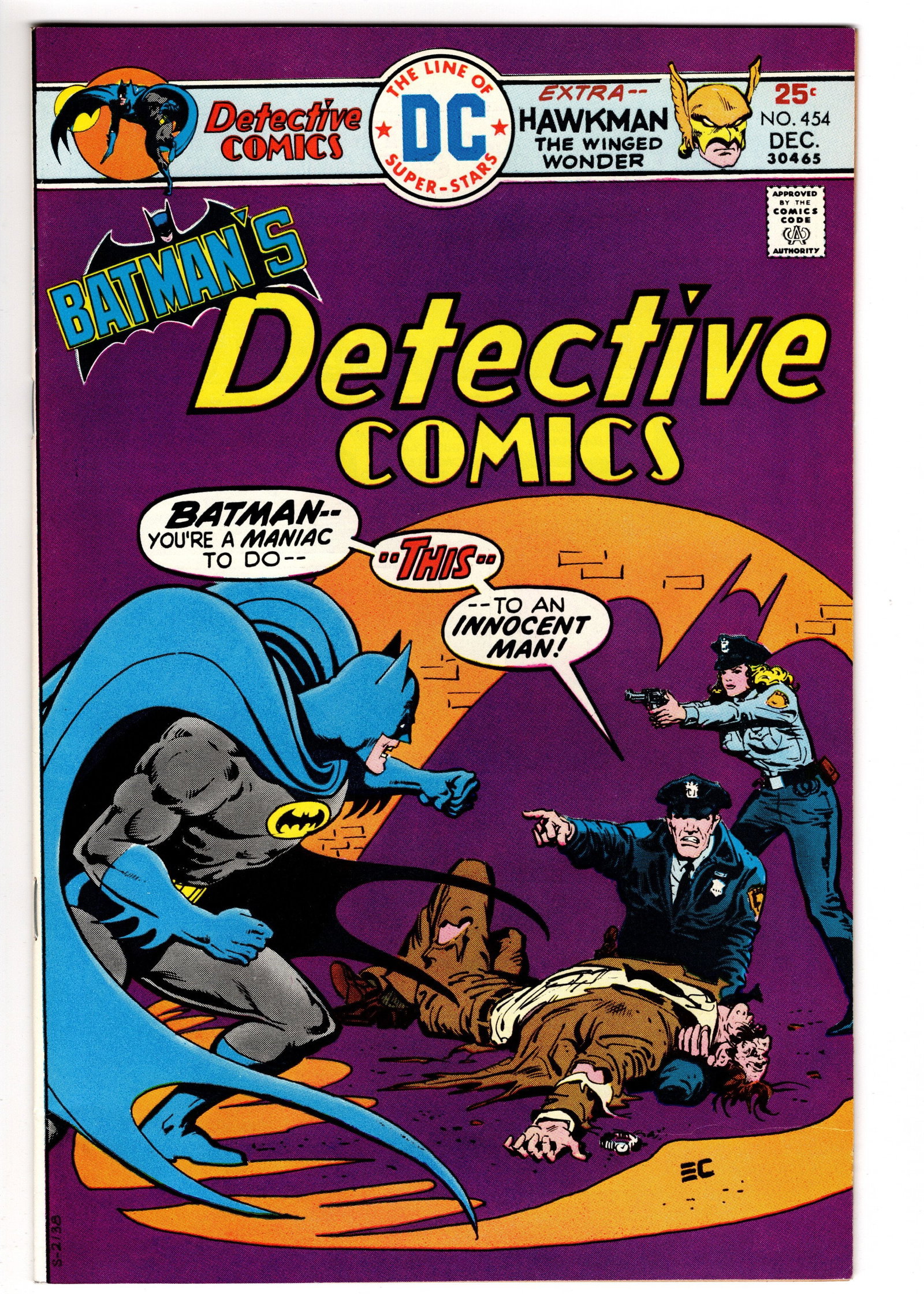 Detective Comics #454 (DC, 1975): Detective Comics #454 features Batman with a Hawkman backup story from the Bronze Age DC lineup. Condition Description Please review all images carefully. Light handling wear and minor spine wear are