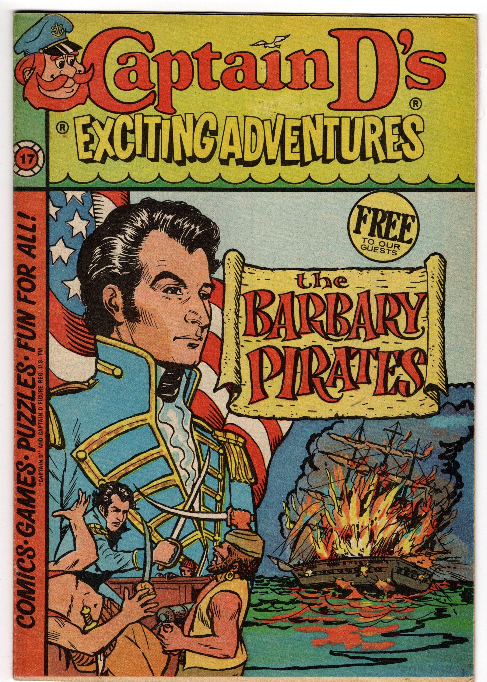 Captain D's Exciting Adventures #17 (Captain D's Promotional Comic): Captain D's Exciting Adventures #17 is one of the restaurant chain's collectible promotional comic books produced as a giveaway for customers during the company's long-running children's marketing
