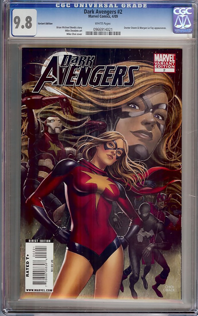 Dark Avengers #2 Mike Choi Variant (Marvel, 2009) CGC 9.8 White Pages: Professionally graded CGC 9.8 with White Pages, this collectible variant combines one of Mike Choi's most recognizable modern Marvel covers with the popular Dark Avengers series. As an early issue fro