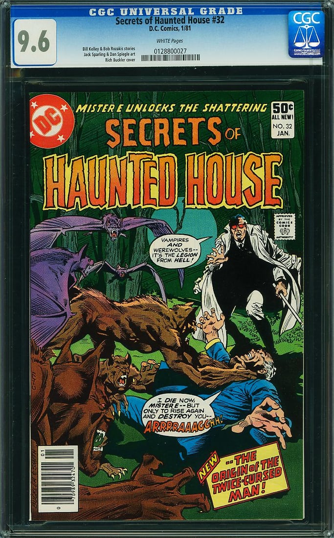 Secrets of Haunted House #32 (DC, 1981) CGC 9.6: Secrets of Haunted House #32 showcases a dramatic Rich Buckler werewolf cover and marks one of the later issues in DC's long-running Bronze Age horror anthology. Monster-themed covers from this era