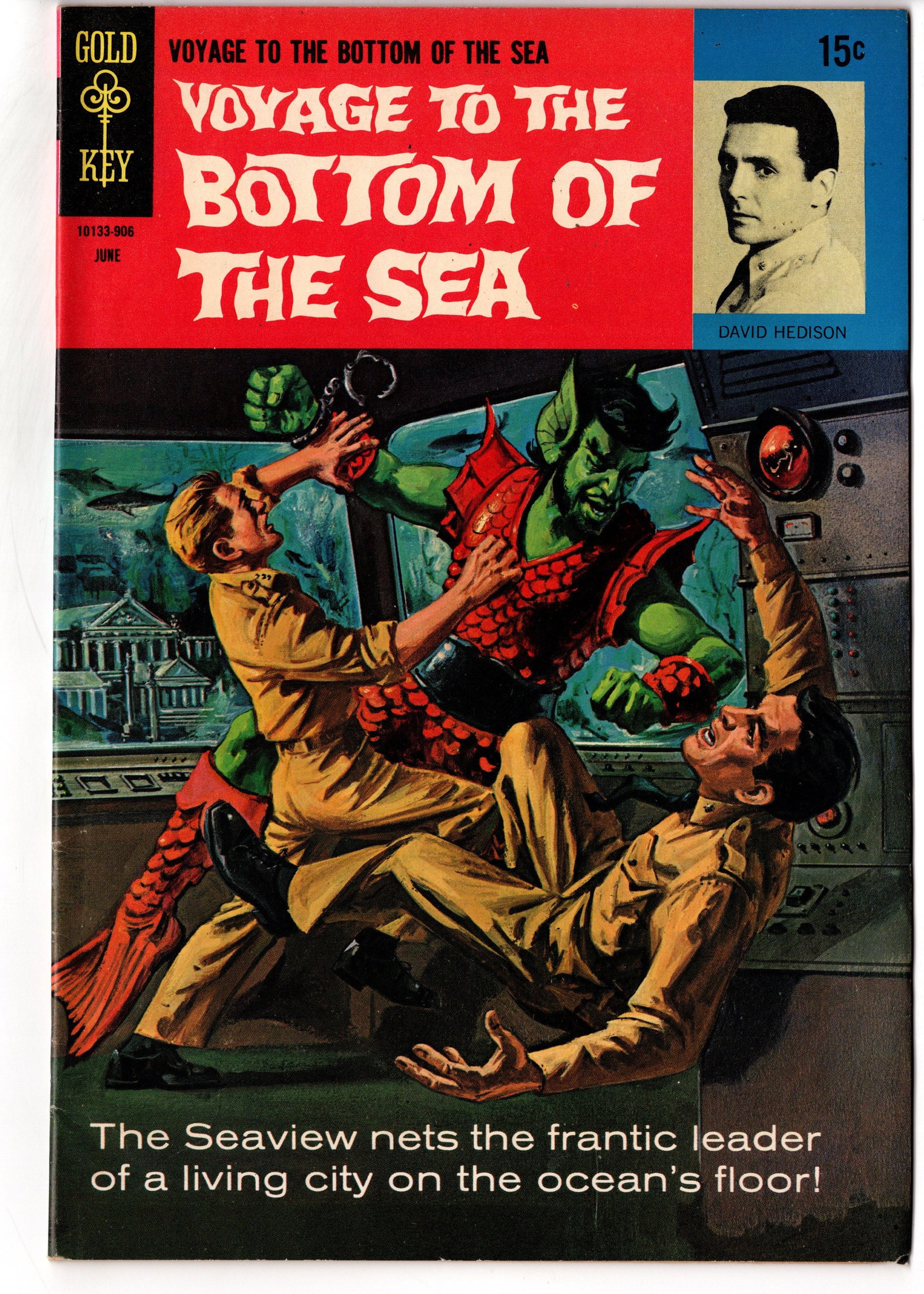 Voyage to the Bottom of the Sea #15 (Gold Key, 1969): Voyage to the Bottom of the Sea #15 published by Gold Key Comics in 1969, based on the popular Irwin Allen television series starring David Hedison. A collectible TV adaptation from Gold Key's