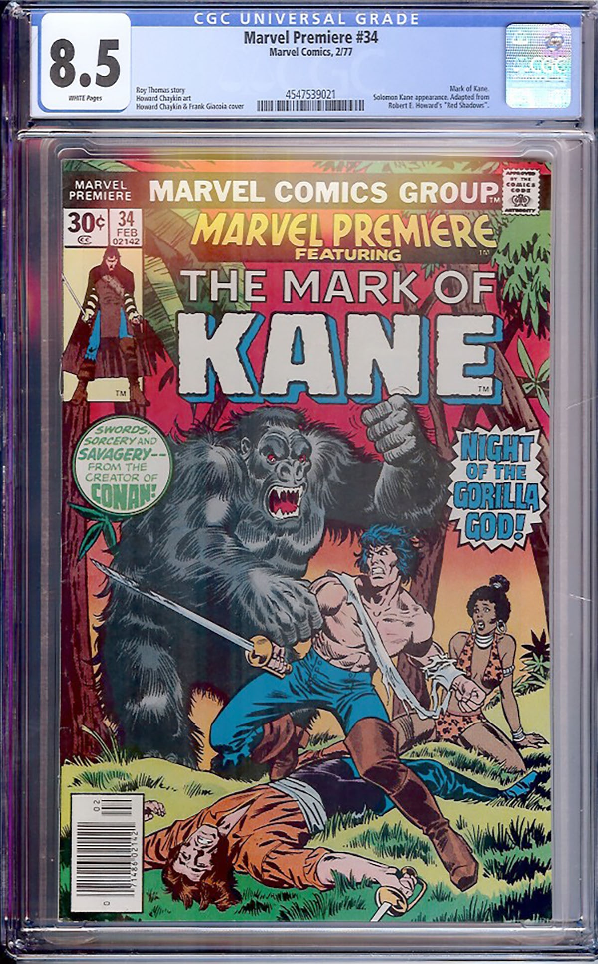 Marvel Premiere #34 (Marvel, 1977) CGC 8.5: Marvel Premiere #32 marks the first appearance of Monark Starstalker, a science-fiction hero created by Howard Chaykin. Combining space opera themes with Chaykin's distinctive artistic style, this iss