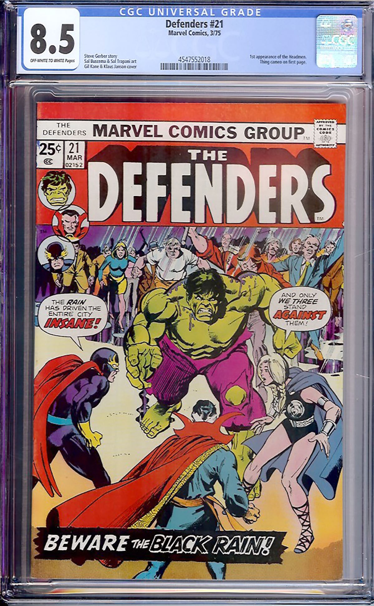 Defenders #21 (Marvel, 1975) CGC 8.5 (1 of 1)