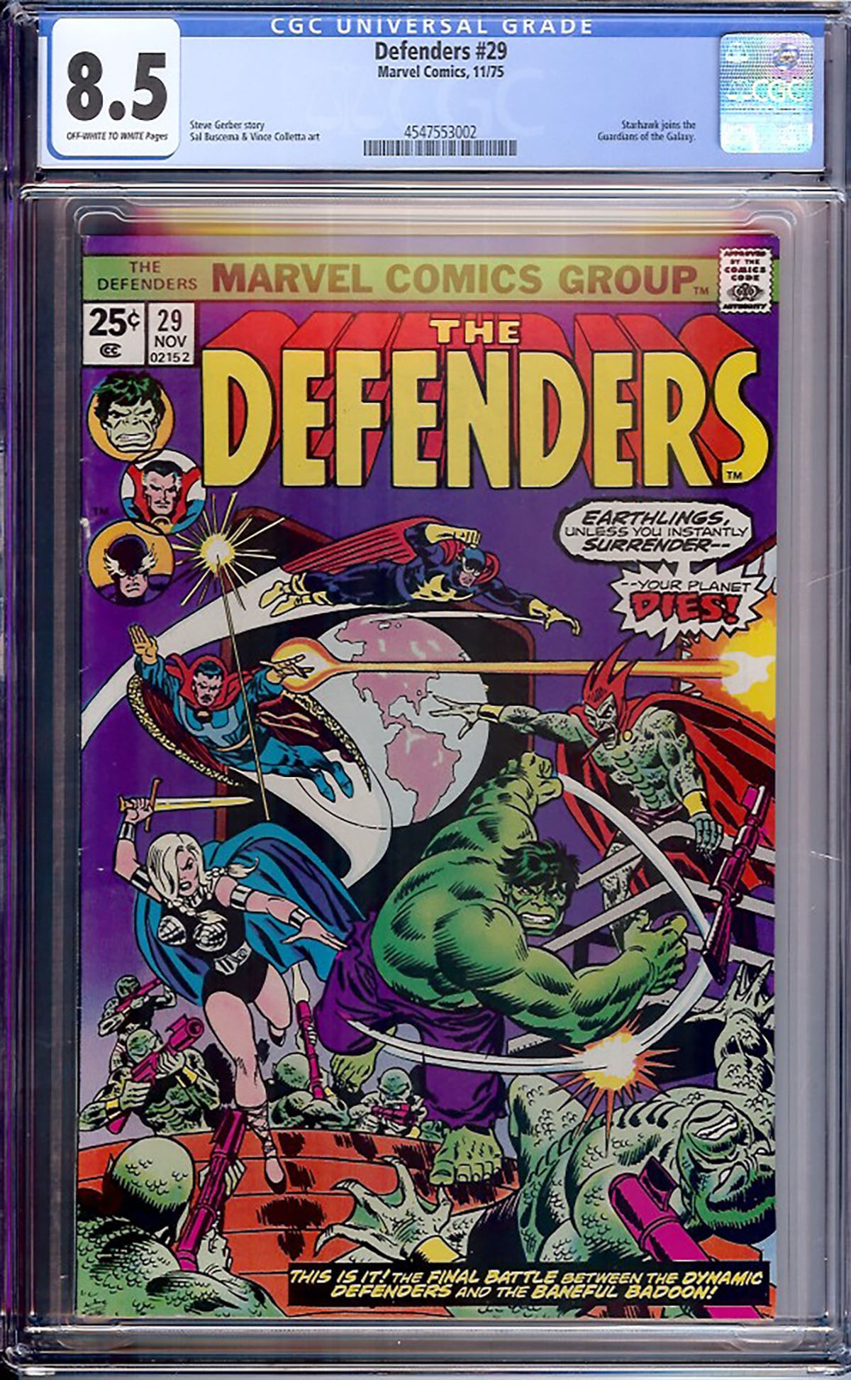 Defenders #29 (Marvel, 1975) CGC 8.5 (1 of 1)