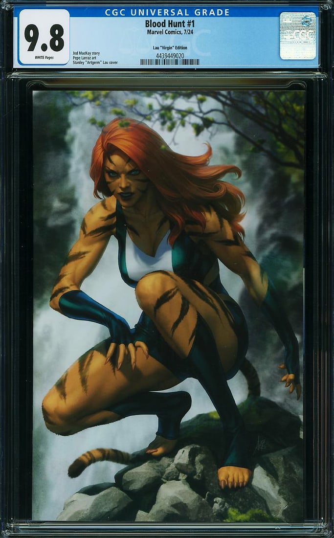 Blood Hunt #1 Stanley "Artgerm" Lau 1:200 Virgin Variant (Marvel, 2024) CGC 9.8: Blood Hunt #1 Stanley "Artgerm" Lau 1:200 Virgin Variant, published by Marvel Comics in 2024, is one of the premier retailer incentive editions released for Marvel's blockbuster Blood Hunt crossover