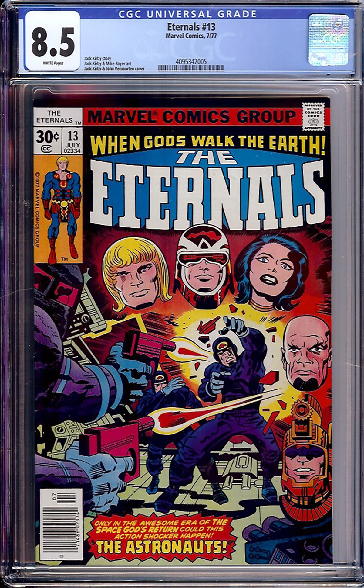 The Eternals #13 (Marvel, 1977) CGC 8.5: The Eternals #13 showcases another installment of Jack Kirby's groundbreaking cosmic series as the Space Gods return and the mystery surrounding the Celestials continues to unfold. Featuring story