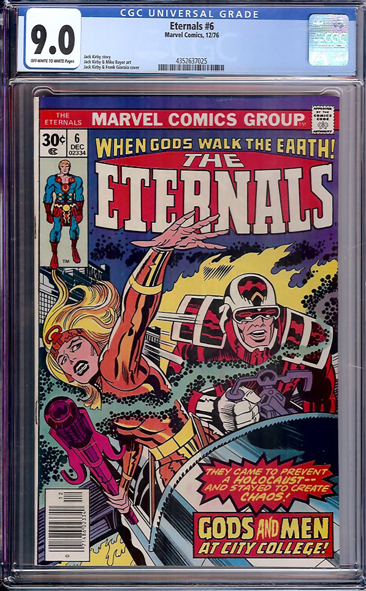 The Eternals #6 (Marvel, 1976) CGC 9.0: The Eternals #6 continues Jack Kirby's landmark Bronze Age cosmic saga as the Celestials' plans become increasingly apparent and humanity's fate hangs in the balance. Featuring story and artwork by