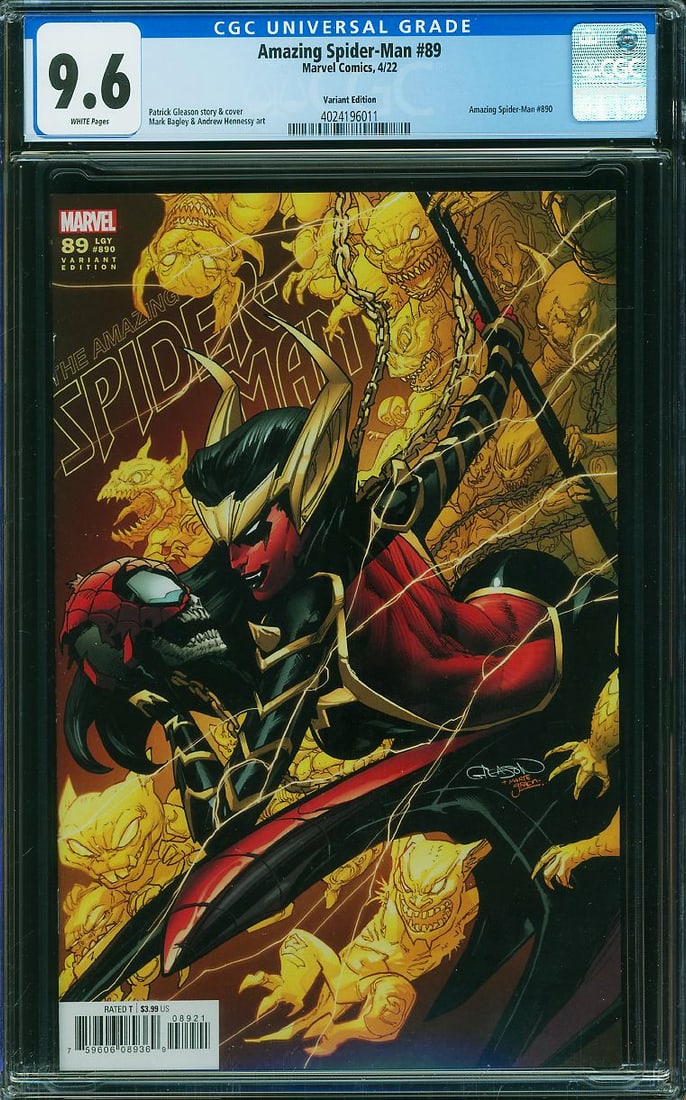 Amazing Spider-Man #89 Variant Edition (Marvel, 2022) CGC 9.6: Amazing Spider-Man #89 Variant Edition, published by Marvel Comics in 2022, is part of the acclaimed "Beyond" era and serves as a lead-in to Amazing Spider-Man #90 (Legacy #890). Featuring story and c