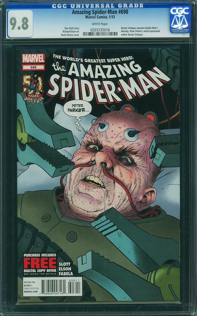Amazing Spider-Man #698 (Marvel, 2013) CGC 9.8: Amazing Spider-Man #698, published by Marvel Comics in 2013, is one of the defining modern Spider-Man issues from Dan Slott's celebrated run. This issue serves as the penultimate chapter of the