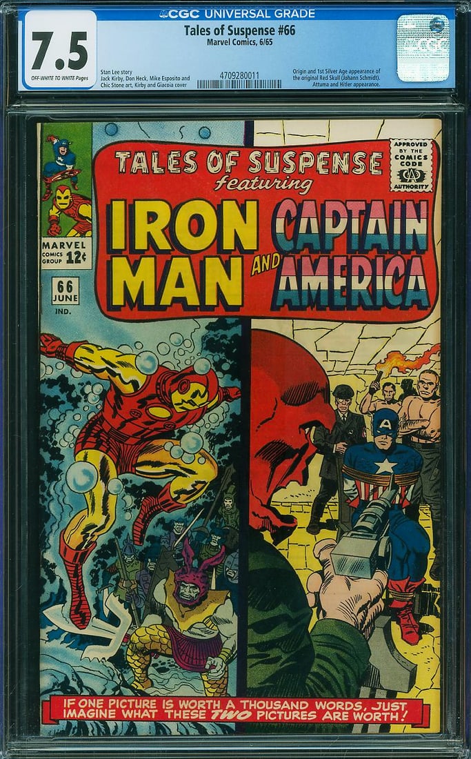 Tales of Suspense #66 (Marvel, 1965) CGC 7.5: Published in June 1965, Tales of Suspense #66 is one of the most significant Silver Age Marvel keys of the mid-1960s. This issue features the origin and first Silver Age appearance of the original Red