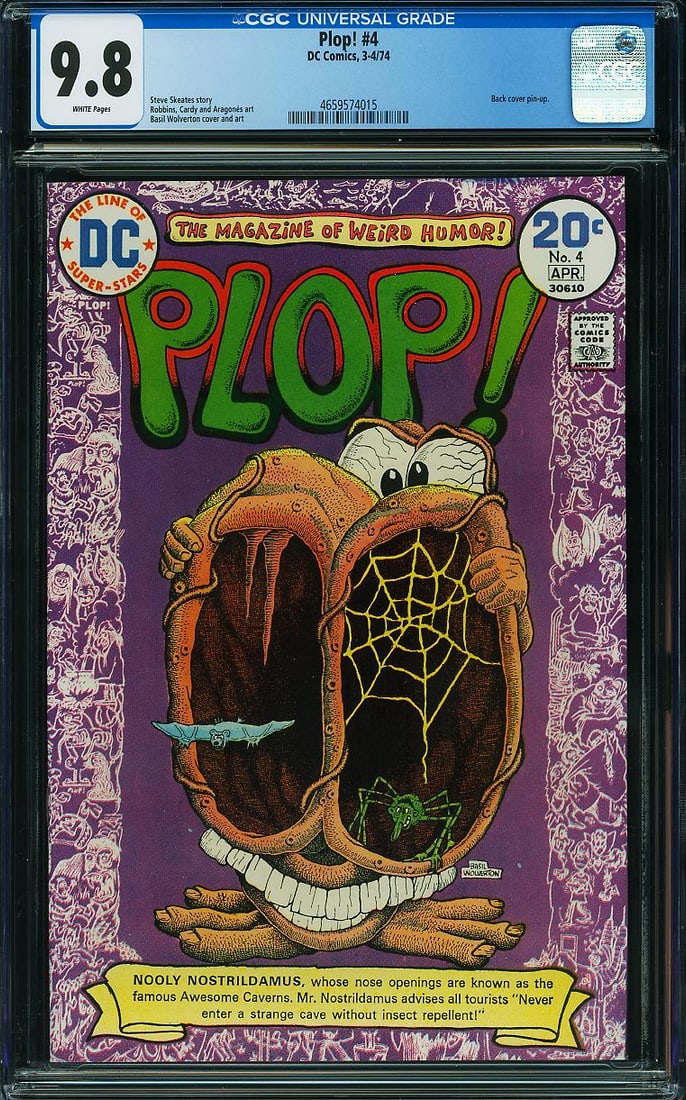 Plop! #4 (DC, 1974) CGC 9.8 – Highest Graded: Plop! #4 (DC, 1974) is a professionally graded comic suited for collectors building focused runs, character collections, or high-grade genre sets. Collector demand is driven by the book's certified