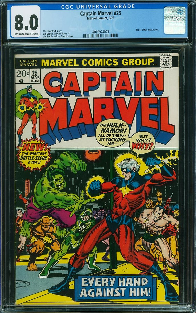 Captain Marvel #25 (Marvel, 1973) CGC 8.0 (1 of 1)