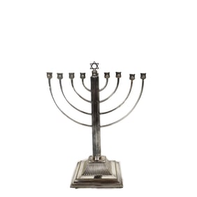 Silver Menorah Antique Beautiful Workmanship Weighted Base No Markings