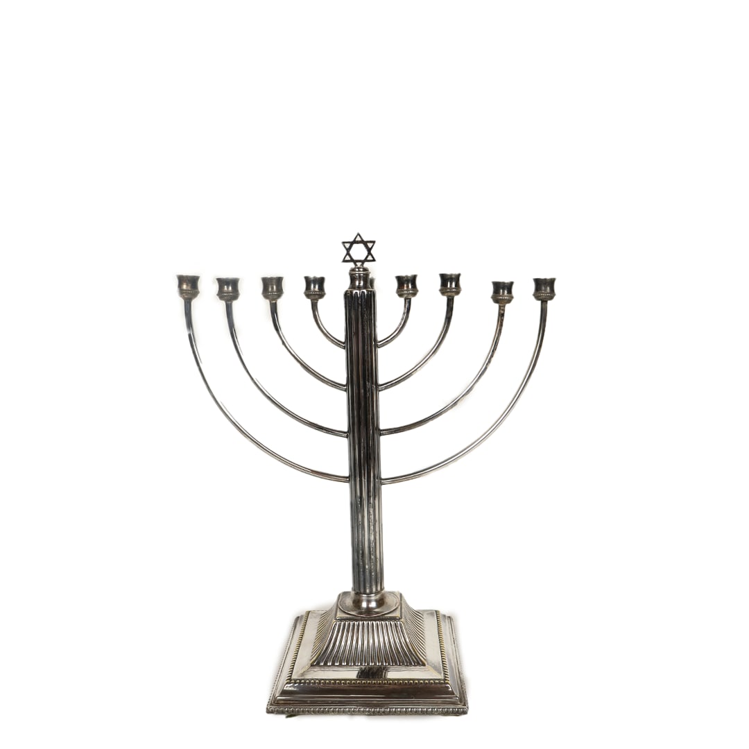 Silver Menorah Antique Beautiful Workmanship Weighted Base No Markings