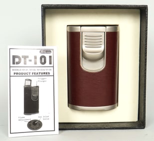Jet Line DT-101 New Old Stock Quadruple Torch Lighter! Beautiful Leather Design!