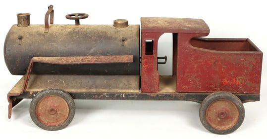 Antique Pressed Steel Keystone Ride On 6400 Train Engine Locomotive!