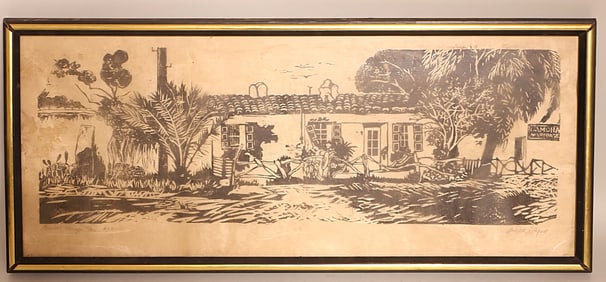 Vintage Wood Block Print. Mid Century & Spanish Origin.