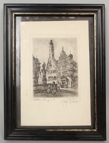 Vintage Etching of Rothenburg Germany. Very Finely Done. A Very Nice Piece!