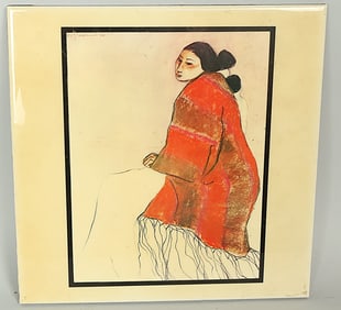 R.C. Gorman Rare Ceramic Tile, "Santa Fe Woman" 1978.