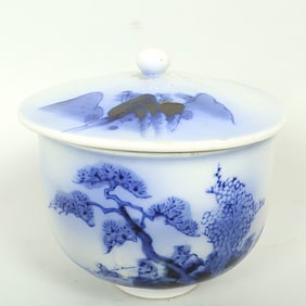 Antique Japanese Covered Rice Bowl.