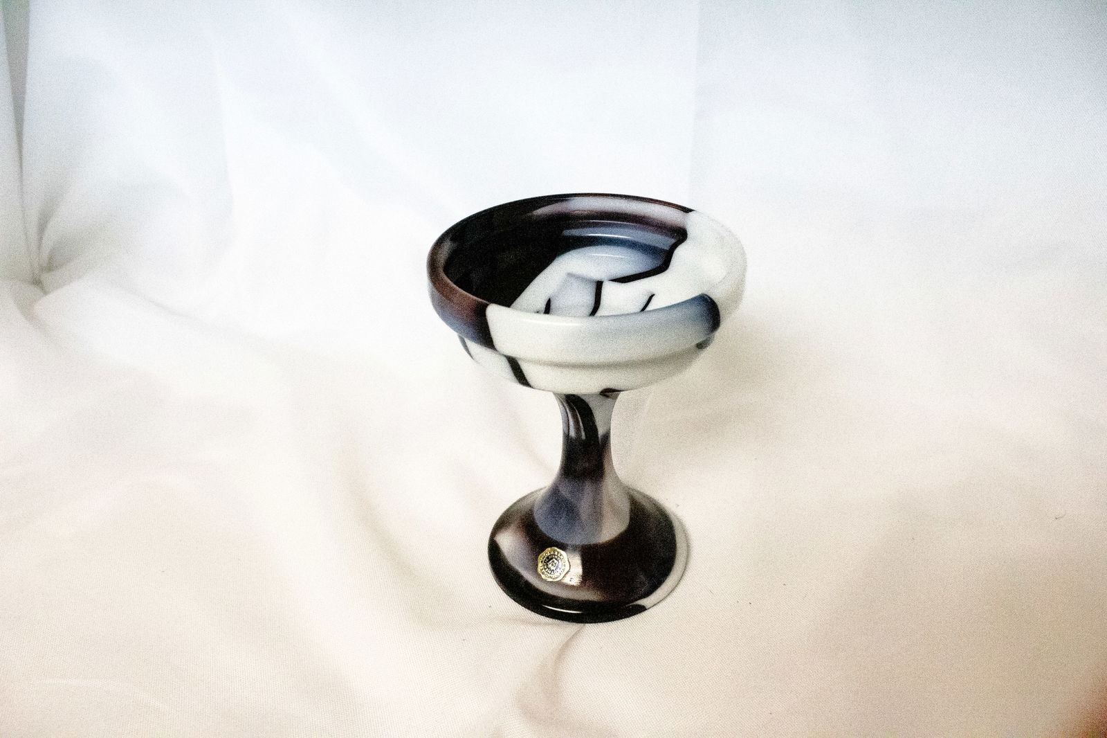 Westmoreland Purple and White Slag Glass Pedestal Dish (1 of 4)