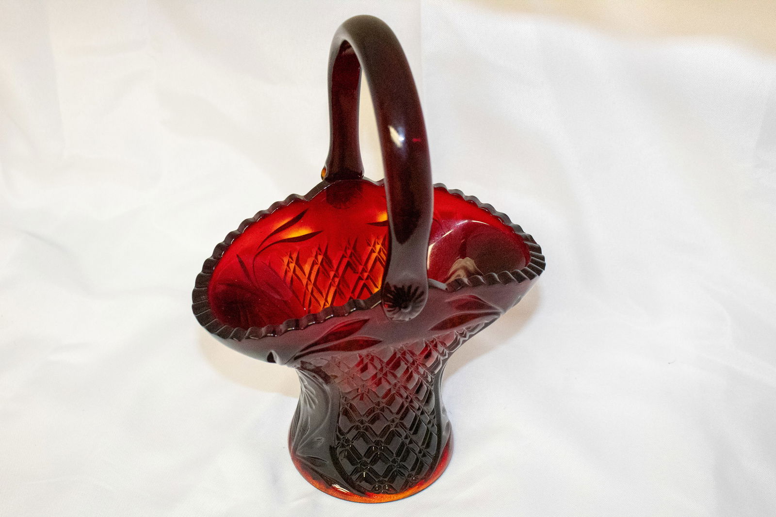 Fenton (or L.E. Smith) Red Glass Basket (1 of 4)