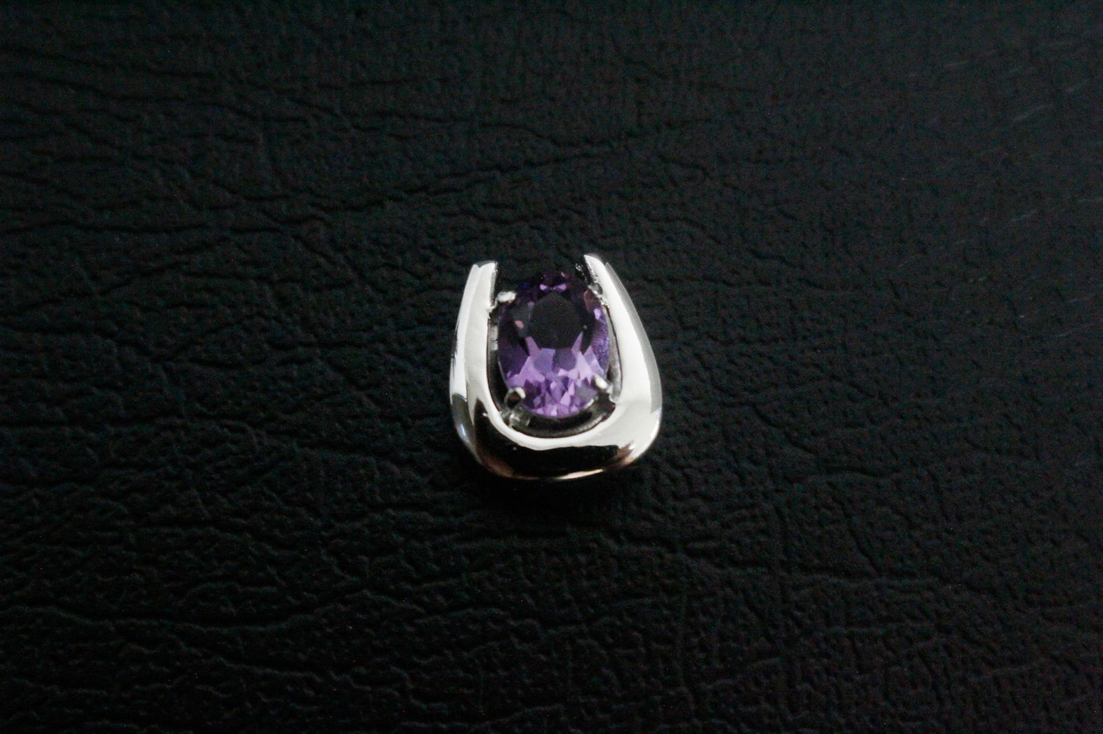 Sterling Silver Horseshoe Pendant with Amethyst (1 of 4)