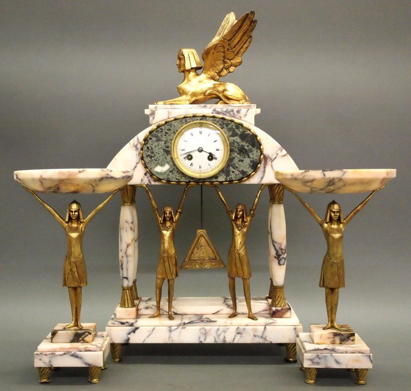 Egyptian Revival clock garniture (1 of 4)