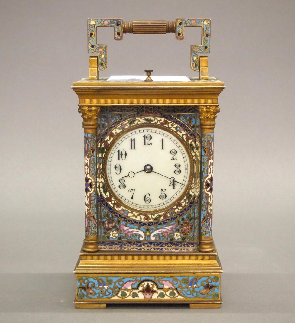French Cloisonne carriage clock (1 of 3)