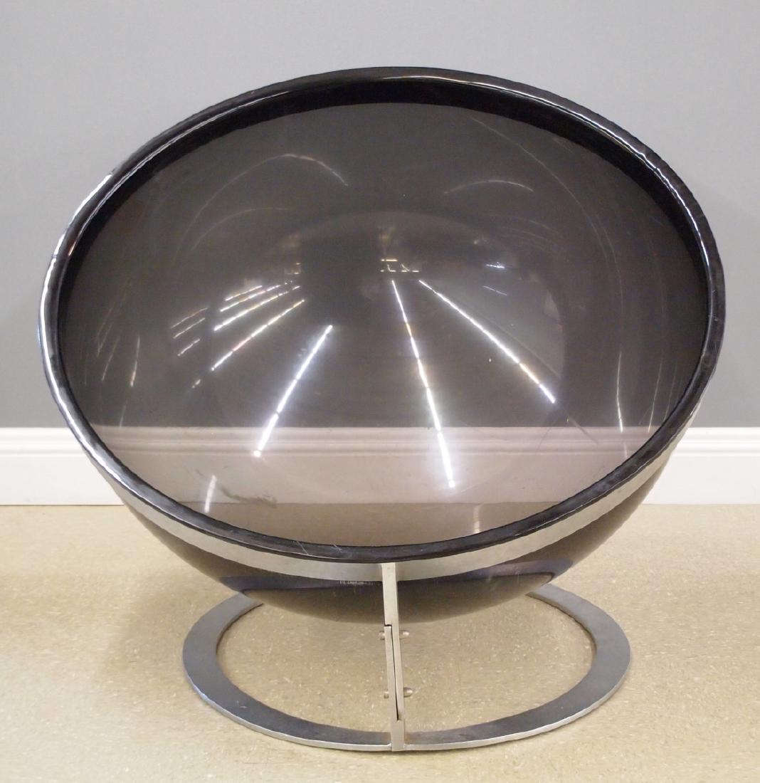 Bubble Lounge chair: A modern Bubble Lounge chair, after a Christian Daninos design. Smoked Lucite construction in a chromed steel frame. Wear and some surface corrosion. 46 x 42 x 41" high overall. ESTIMATE $400-600