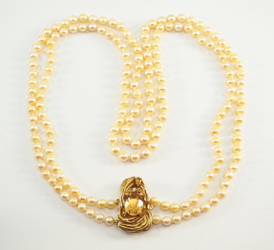 Pearl double strand Necklace with Brooch Clasp (1 of 2)