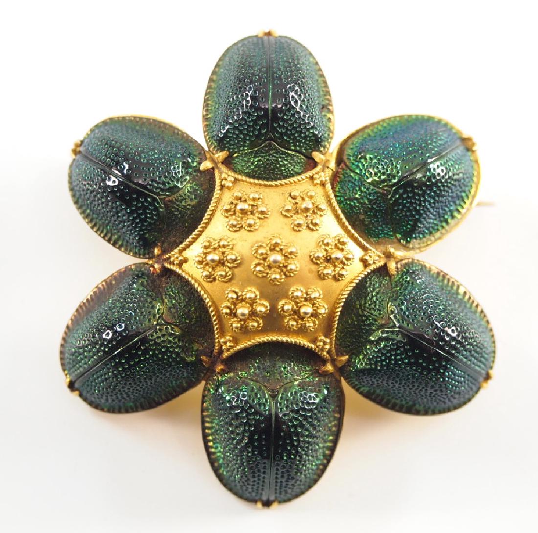 Victorian Yellow Gold Scarab Beetle Brooch (1 of 2)