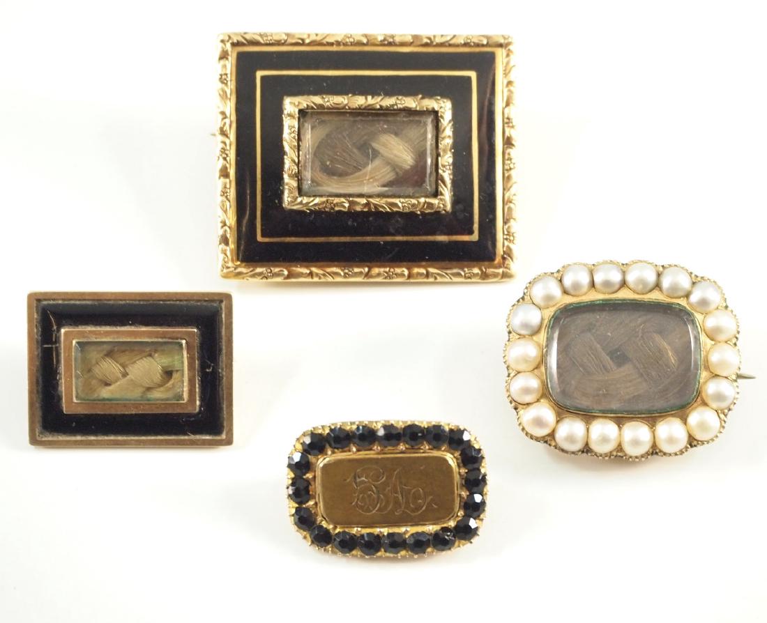 4 Victorian Mourning Brooches (1 of 1)