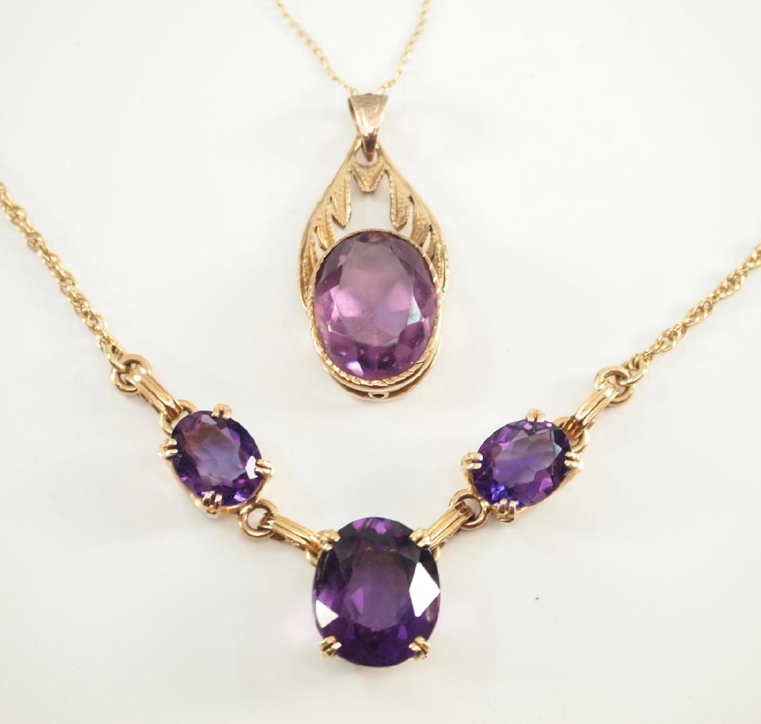 2 14 kt yellow gold & amethyst necklaces (1 of 1)