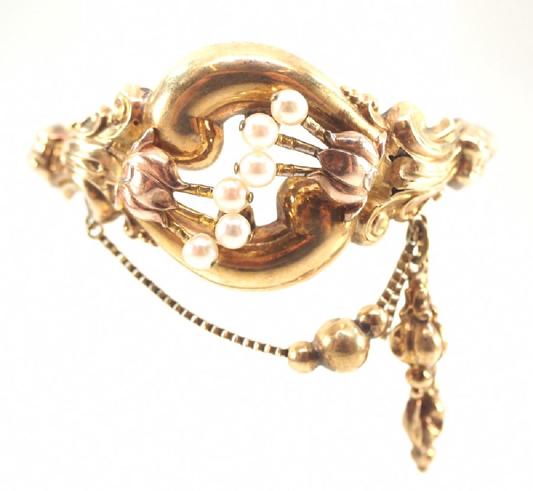 14 kt Gold Victorian Hinged Bangle Bracelet (1 of 2)