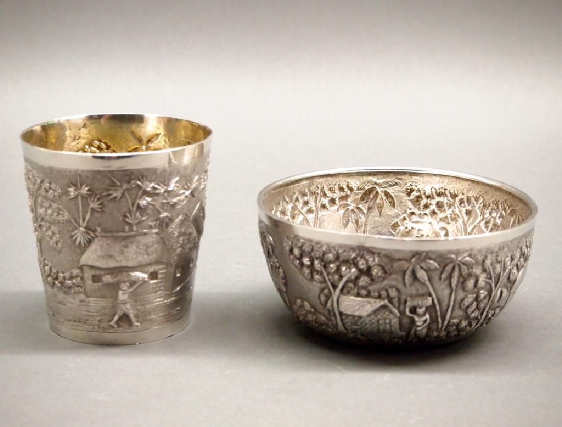 Indian Silver bowl and cup (1 of 2)