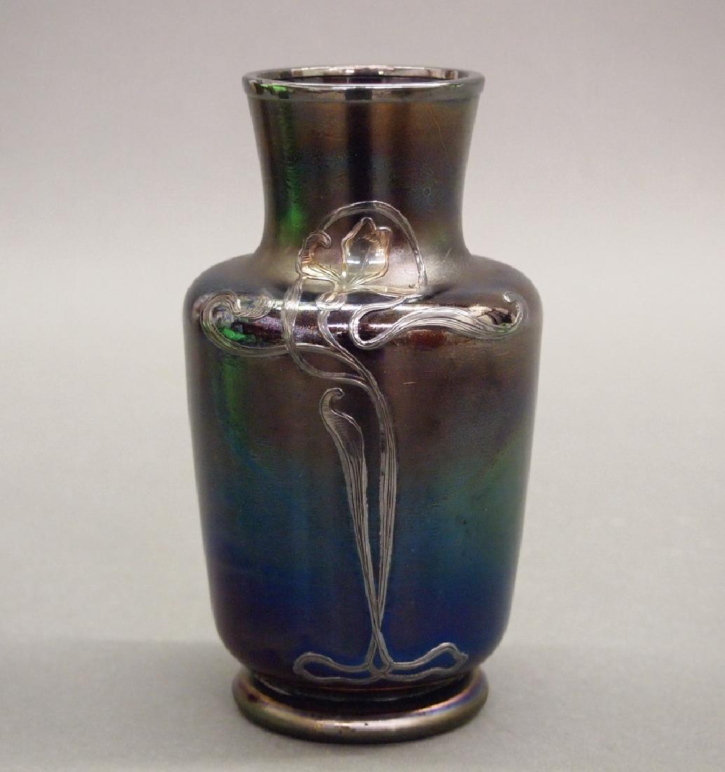 Art Nouveau bud vase with Silver Overlay (1 of 1)