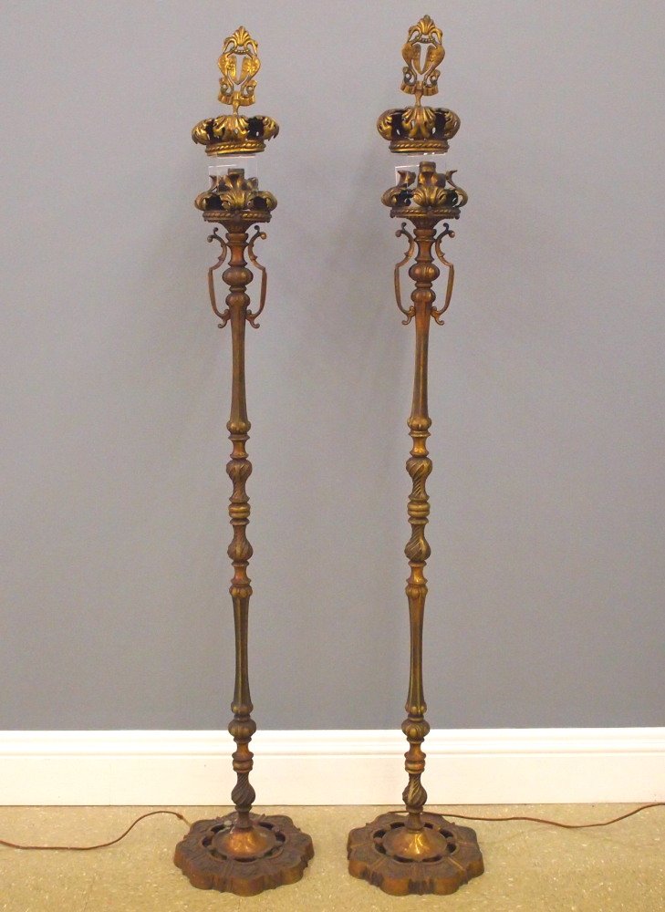 Pr. Cast Iron Torchieres (1 of 4)