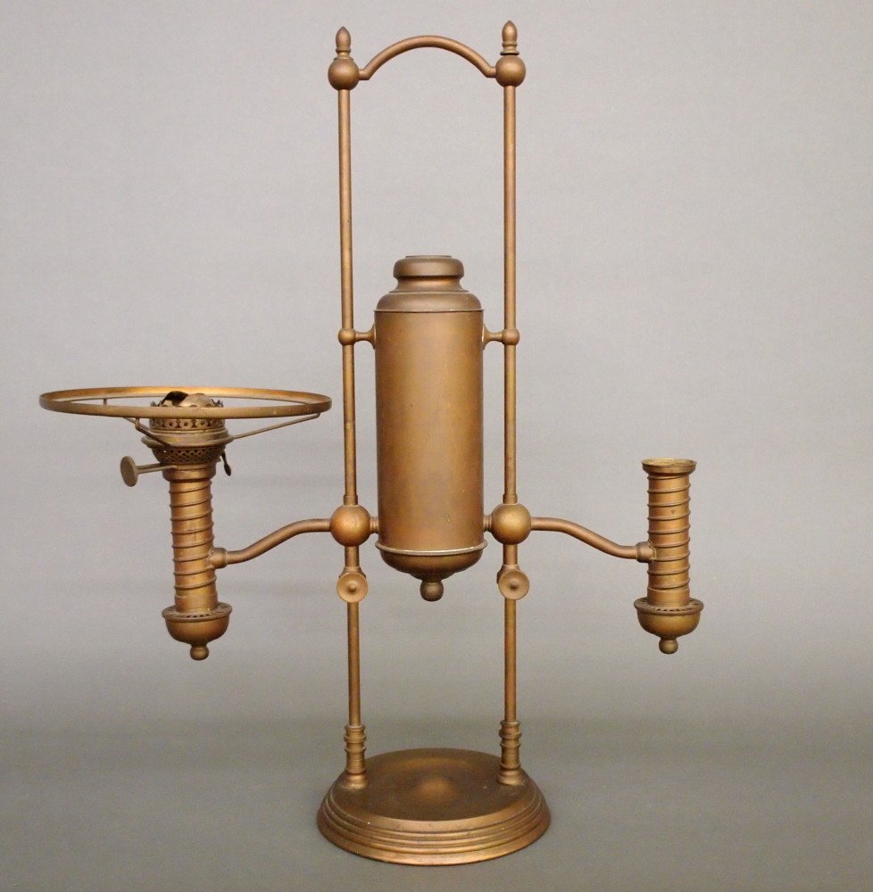 Brass Double Student Lamp attributed to Manhattan Brass (1 of 3)
