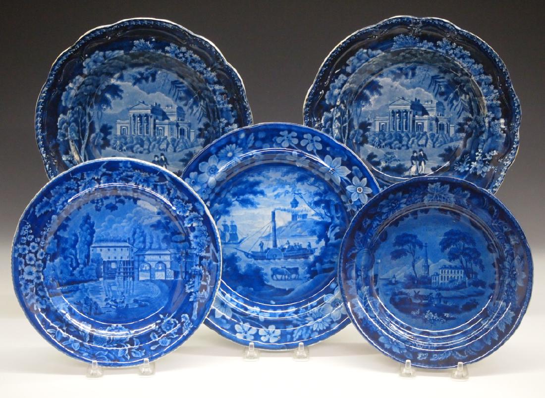 5 English Blue & White Plates (1 of 10)