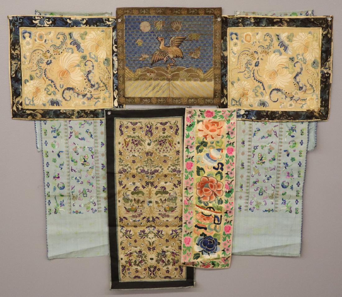 7 Chinese Embroidered Silk Panels (1 of 3)