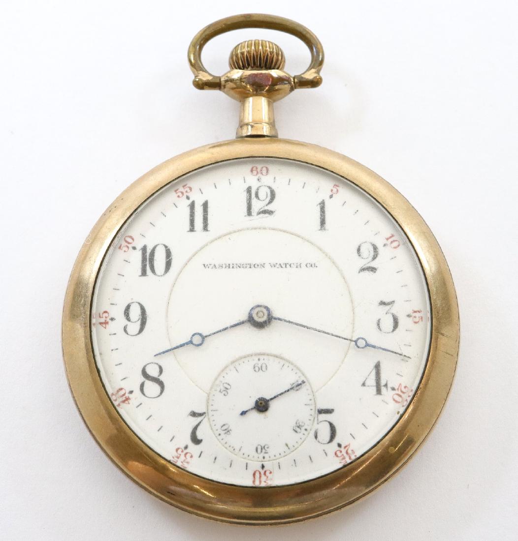 Illinois/Washington "Senate" pocket watch: Illinois/Washington Watch Co. "Senate" model pocket watch 16 size, 17 j, DMK, SW, LS, Fancy Elgin "The Winner" GF, OF, DSD w/Arabic numerals. Serial #2698305. Some wear, faint hairline in dial. Winds,