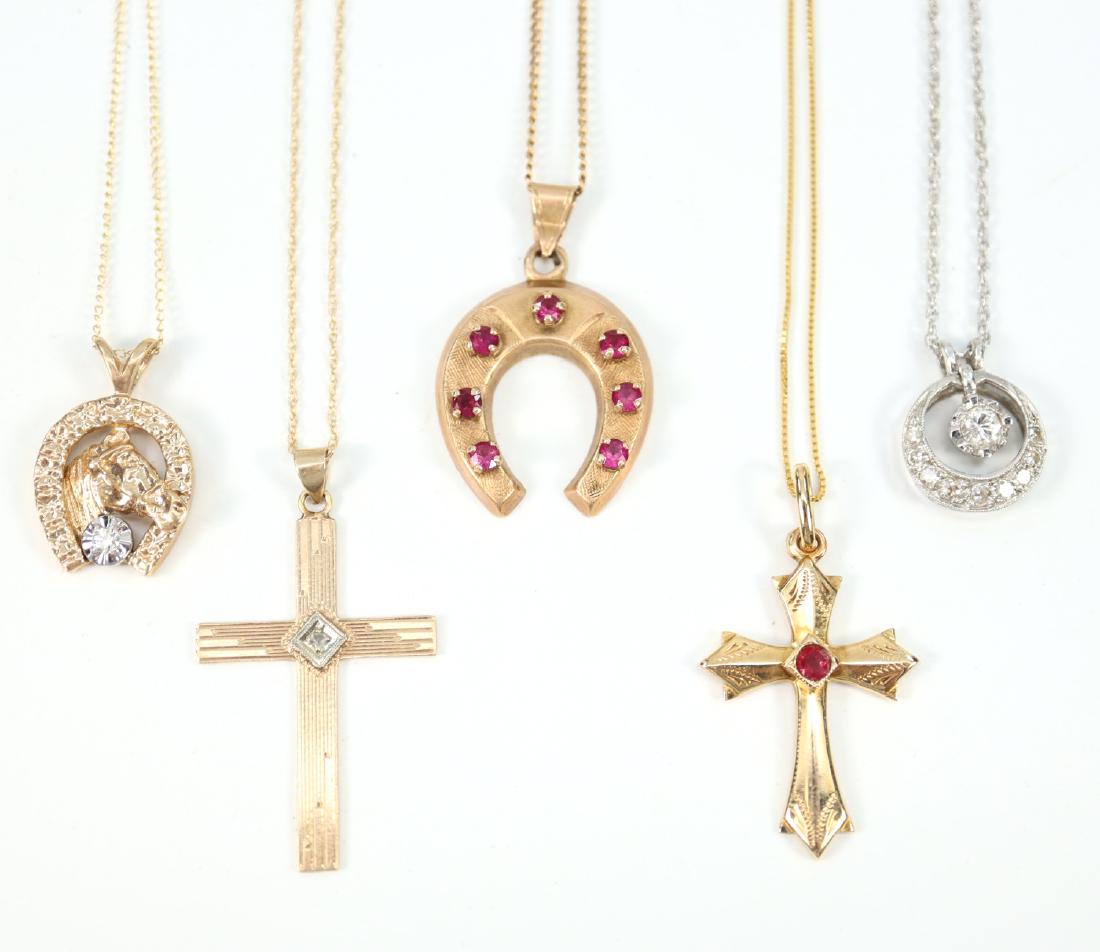 5 pendants on Gold Chains (1 of 1)