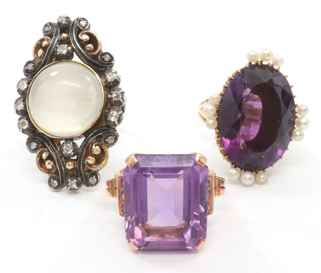 3 14 Kt Gold Rings with Gemstones (1 of 2)