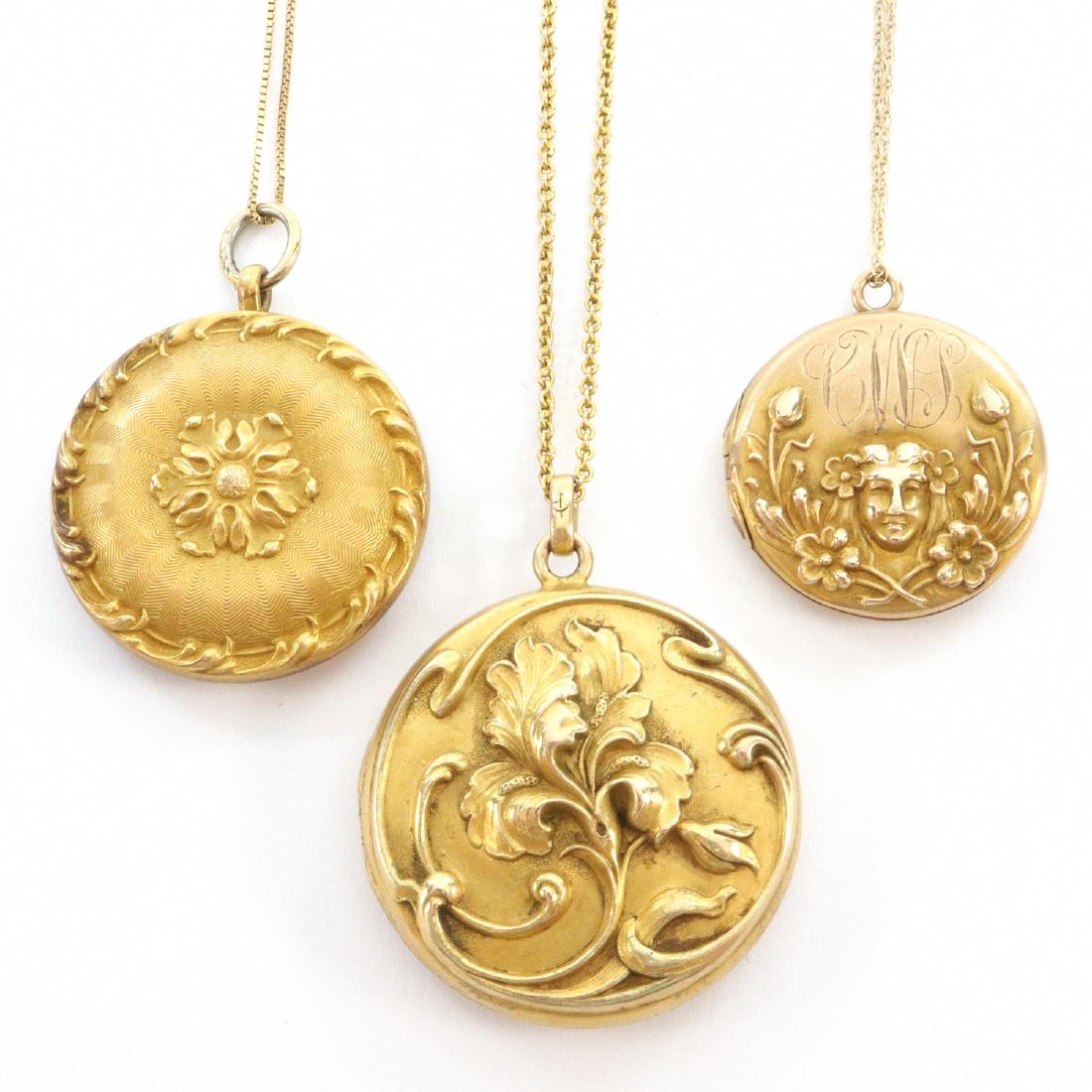 3 Art Nouveau Era Lockets (1 of 2)