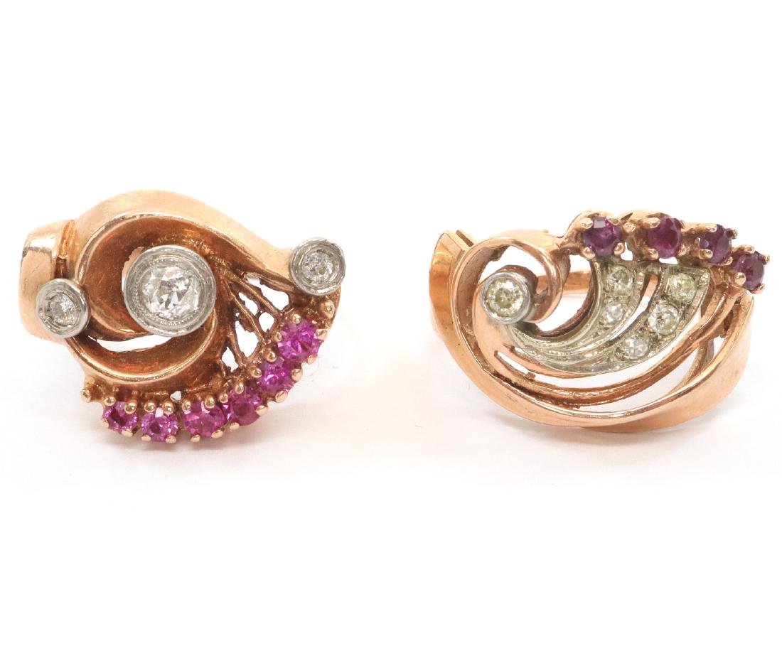 2 14 kt Rose Gold Rings with Diamonds & Rubies (1 of 1)